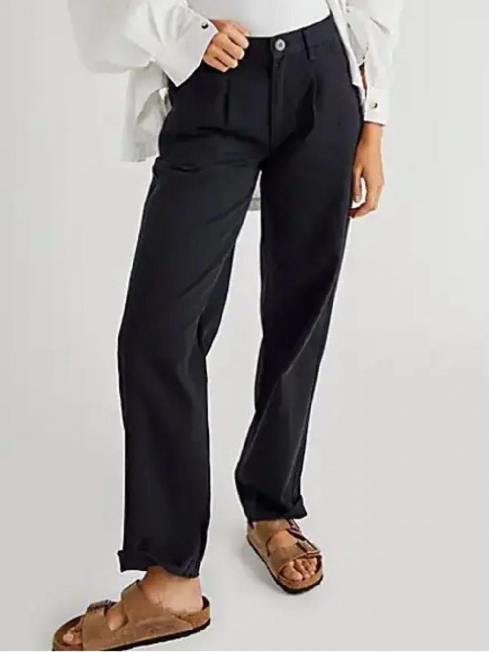 Free People Cya Later Skate Trouser Pant Black 100% Cotton Size 4 Breathable